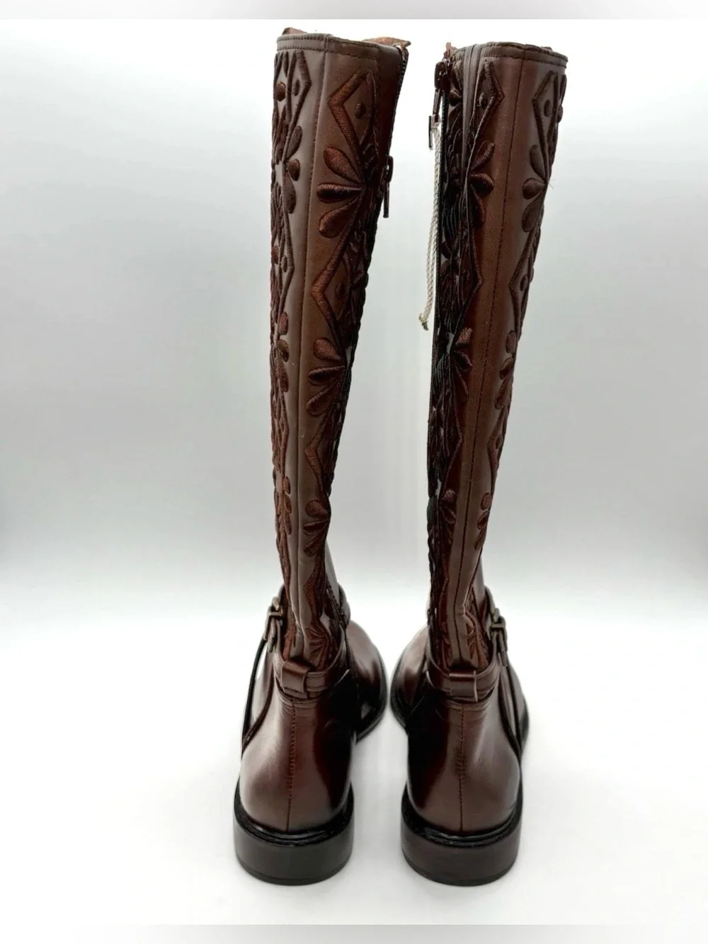 Gianni Bini Brown Embroidered Leather Boots